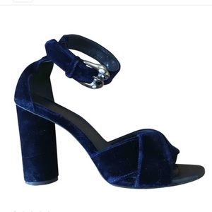 Maje Navy Velvet Heeled Sandals
